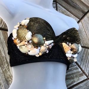 SOLD Mermaid Halloween Costume Bra Top Black Gold